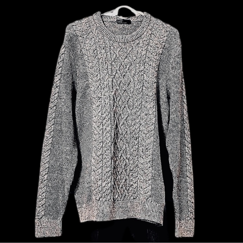 GAP Woman’s Cable Knit Gray Crewneck Long Sleeve Neutral Pullover Sweater Sz XL